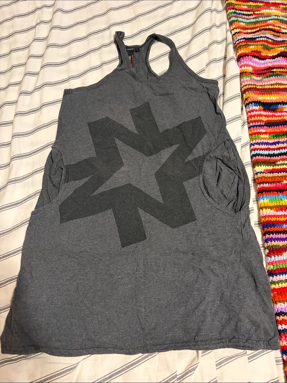 Women's Charcoal Graphic Racerback Tank Dress